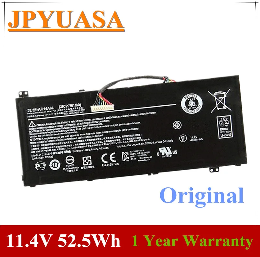 7XINbox 11.4V 52.5Wh Original AC14A8L Laptop Battery For Acer Aspire VN7-571 VN7-571G VN7-591 VN7-591G VN7-791 VN7-791G
7XINbox 11.4V 52.5Wh Original AC14A8L Laptop Battery For Acer Aspire VN7-571 VN7-571G VN7-591 VN7-591G VN7-791 VN7-791G