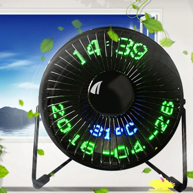 New Hot Selling Usb Led Clock Mini Fan With Real Time Temperature Display Desktop 360 Cooling Fans For Home Office | Бытовая техника