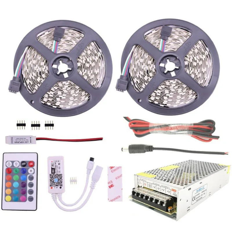 5m 10m 5050 RGB LED Strip Light Rope with WIFI LED Controller 24 Key Support Music Mode Function SMD5050 60 LEDS / M Waterproof
5m 10m 5050 RGB LED Strip Light Rope with WIFI LED Controller 24 Key Support Music Mode Function SMD5050 60 LEDS / M Waterproof