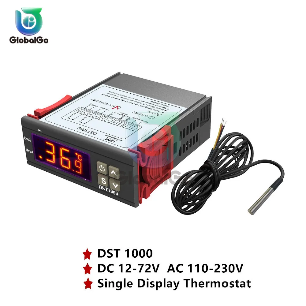DST1000 цифровой термостат регулятор температуры Крытый Открытый DS18B20 AC/DC