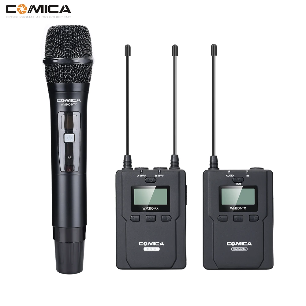 COMICA CVM-WM200B Metal UHF Wireless Mono/Stereo Lavalier Interview LCD IR Handheld Microphone for Canon Nikon Camcorder Video
COMICA CVM-WM200B Metal UHF Wireless Mono/Stereo Lavalier Interview LCD IR Handheld Microphone for Canon Nikon Camcorder Video