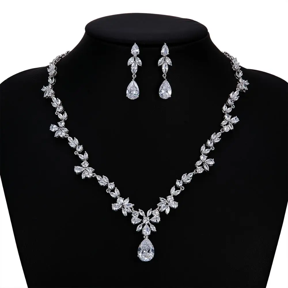CZ Cubic Zirconia Pearls Bridal Wedding Necklace Earring Set Jewelry Sets for Women Prom Jewelry Accessories CN10241 
CZ Cubic Zirconia Pearls Bridal Wedding Necklace Earring Set Jewelry Sets for Women Prom Jewelry Accessories CN10241
