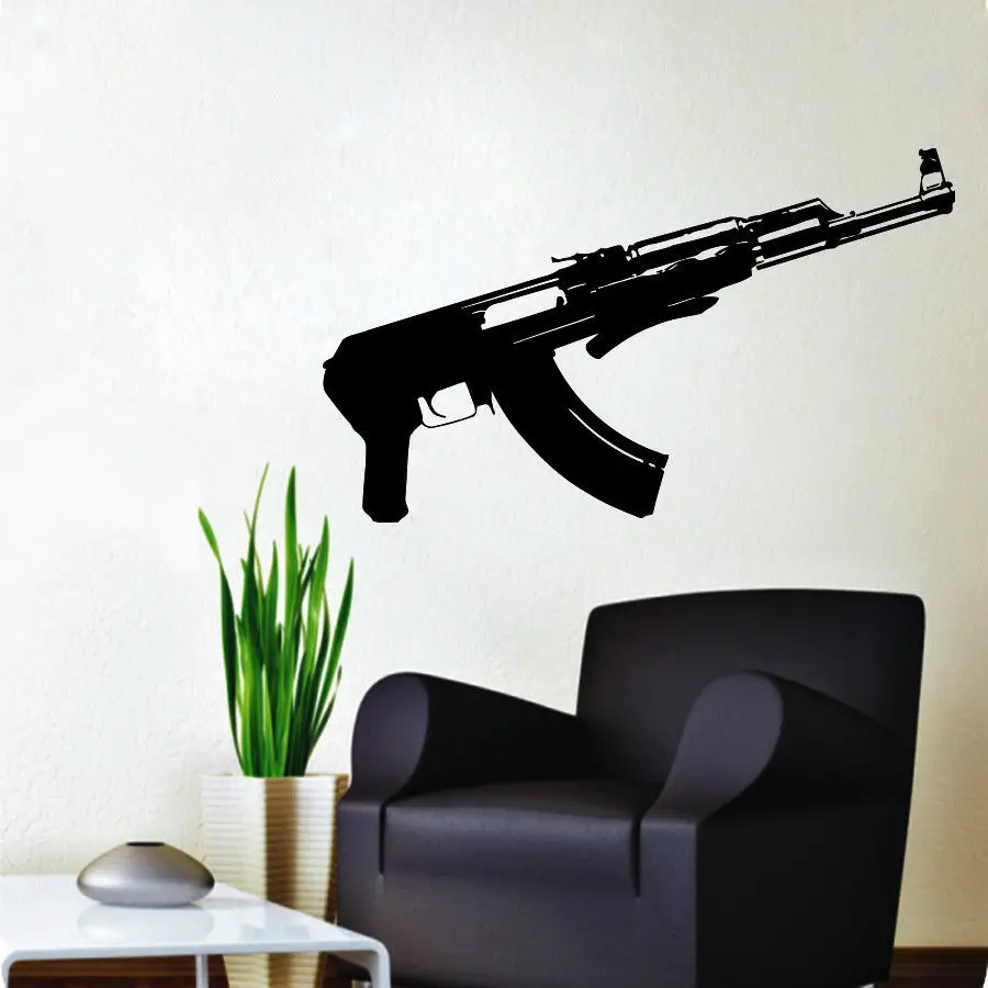 Wall Decal AK47 Gun Russia Wall Sticker Home Decoration Art Curving Wall Decals Vinyl Sticker Bedroom Mural Decor YO-89