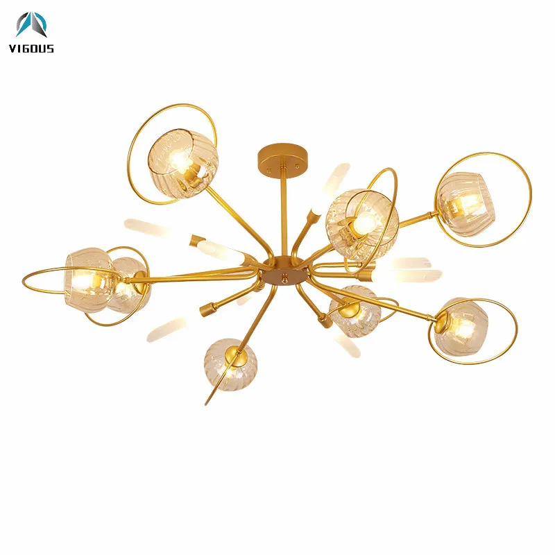 Nordic Simple Spark Led Chandelier Lighting Glass Lampshades Led Ceiling Chandelier For Living Room Lustre Gold / Black Lamp
Nordic Simple Spark Led Chandelier Lighting Glass Lampshades Led Ceiling Chandelier For Living Room Lustre Gold / Black Lamp