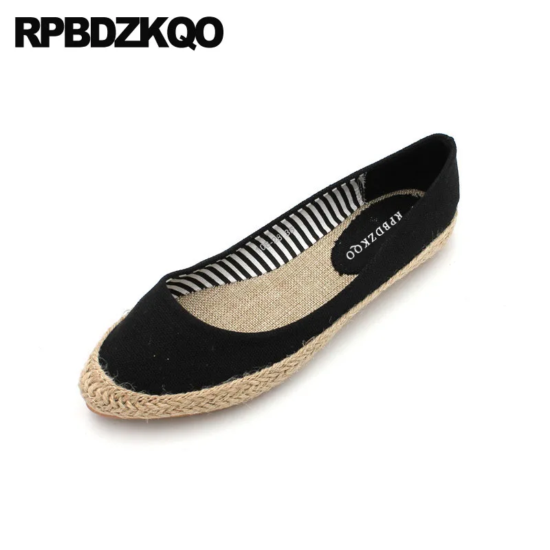 

Breathable Cheap Shoes China Flats Black Pointed Toe Espadrilles Blue Women Slip On Hemp Large Size Striped Plain 2021 Casual