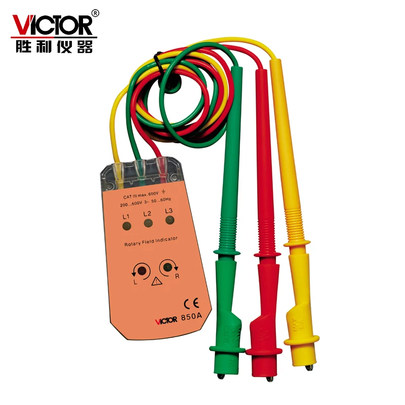 VICTOR VC850A 3 Phase Sequence Rotation Indicator Tester 200~480V Checker Meter LED + Buzzer
VICTOR VC850A 3 Phase Sequence Rotation Indicator Tester 200~480V Checker Meter LED + Buzzer