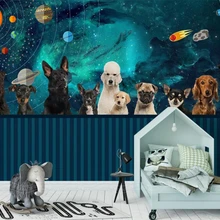 Custom Wallpapers Hand Painted Space Universe Puppy Pet Dogs Kids Wall Background Wall Paintings 3d wallpaper photo Beibehang