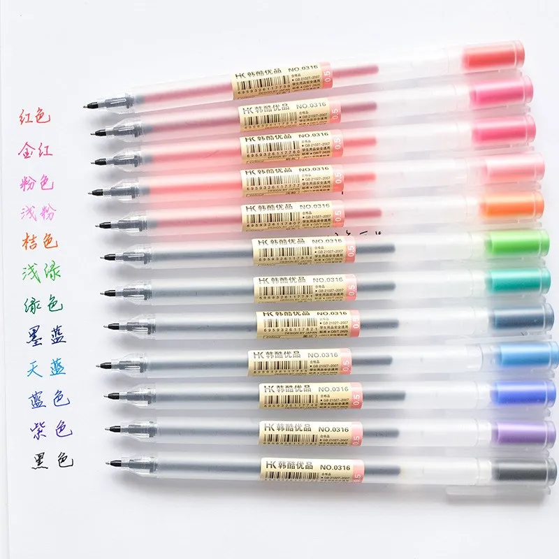12 pcs/lot Creative 12 Colors Gel Pen 0.5mm Colour Ink Pens Writing Stationery School Office Supplies Gift
12 pcs/lot Creative 12 Colors Gel Pen 0.5mm Colour Ink Pens Writing Stationery School Office Supplies Gift