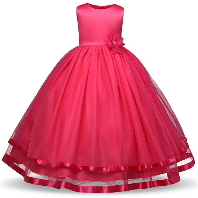 4-12Years Kids Dress for Girls Wedding Tulle Lace Long Girl Elegant Princess Party Pageant Formal Gown Teen Children | Мать и ребенок