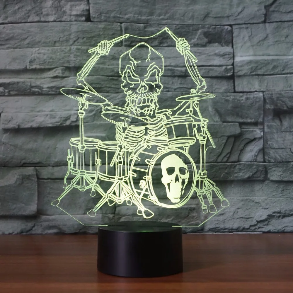Skeleton Play Drum Set 3D Illusion Night Light Rock Musical Instruments LED Table Lamp Creative Gift
Skeleton Play Drum Set 3D Illusion Night Light Rock Musical Instruments LED Table Lamp Creative Gift