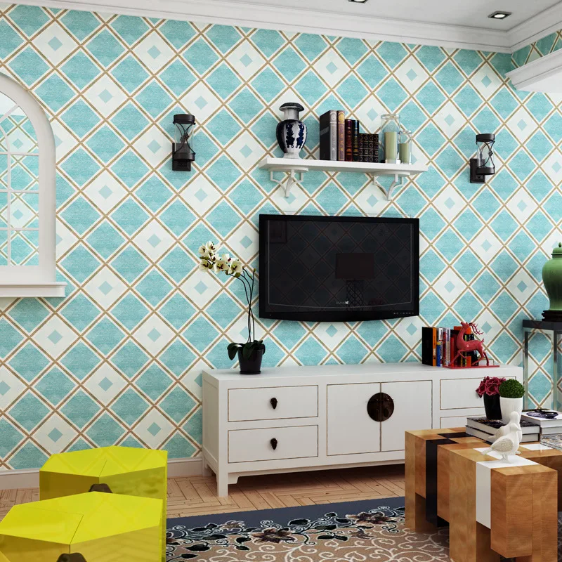 British Mediterranean blue diamond, plaid wallpaper Non-woven wallpaper The bedroom of children room sitting room wallpaper
British Mediterranean blue diamond, plaid wallpaper Non-woven wallpaper The bedroom of children room sitting room wallpaper