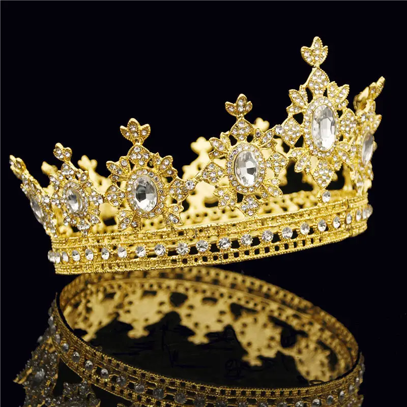 Gold Crystal Royal Queen King Tiara Crown for Bridal Wedding Hair Jewelry Metal Clear Crystal Round Diadem Head Accessories
Gold Crystal Royal Queen King Tiara Crown for Bridal Wedding Hair Jewelry Metal Clear Crystal Round Diadem Head Accessories