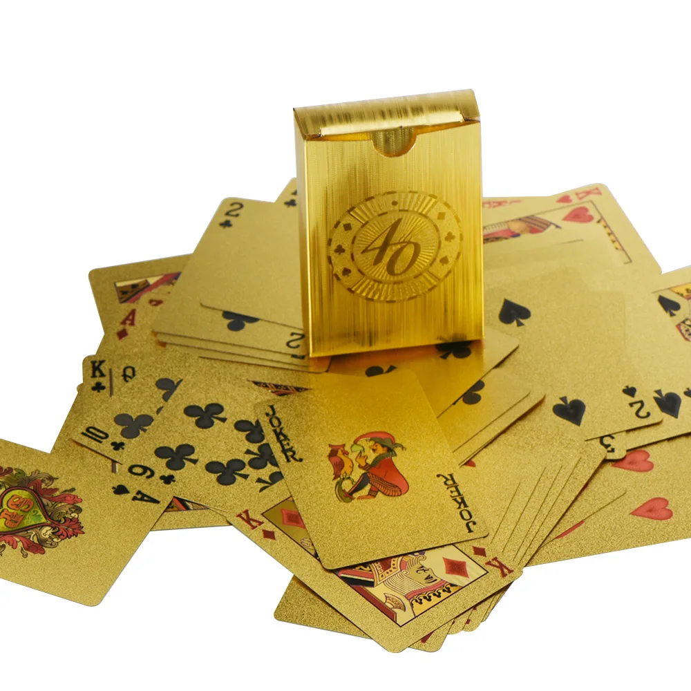 WR Gold Plated Playing Cards Waterproof Chip Cards Family Games 40th Anniversary Gold Foil Plastic Poker for Party Game
WR Gold Plated Playing Cards Waterproof Chip Cards Family Games 40th Anniversary Gold Foil Plastic Poker for Party Game
