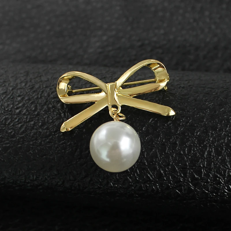 Attractive Classic Bow Brooches Gold And Silver Color Brooch Butterfly Suspended Imitation Pearl For Women Coat Jewelry Pins | Украшения и