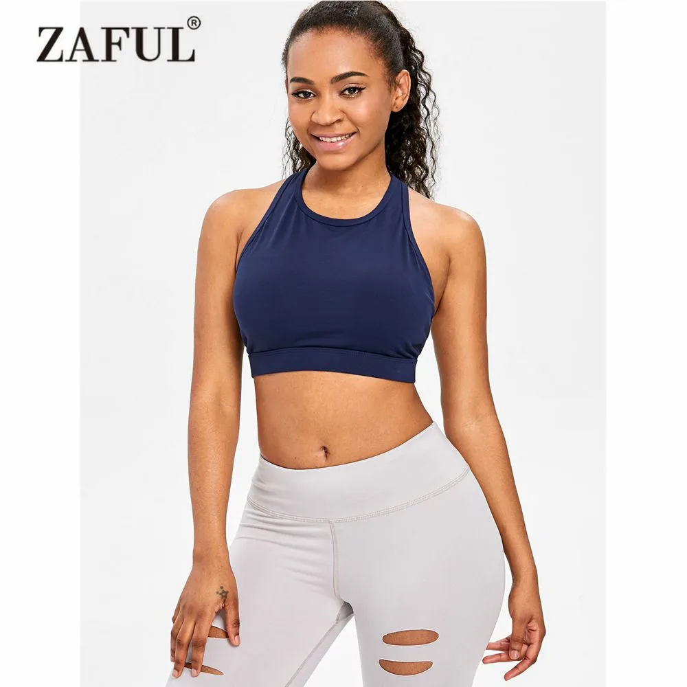 ZAFUL спортивный бюстгальтер с вырезом на спине подкладкой для бега жилет пуш-ап