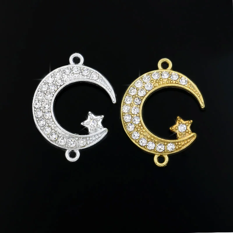 6Pcs Gold Plated Crystal Moon Star Charm Connectors for Jewelry Making Bracelet Accessories DIY Handmade Craft 23x18mm
6Pcs Gold Plated Crystal Moon Star Charm Connectors for Jewelry Making Bracelet Accessories DIY Handmade Craft 23x18mm