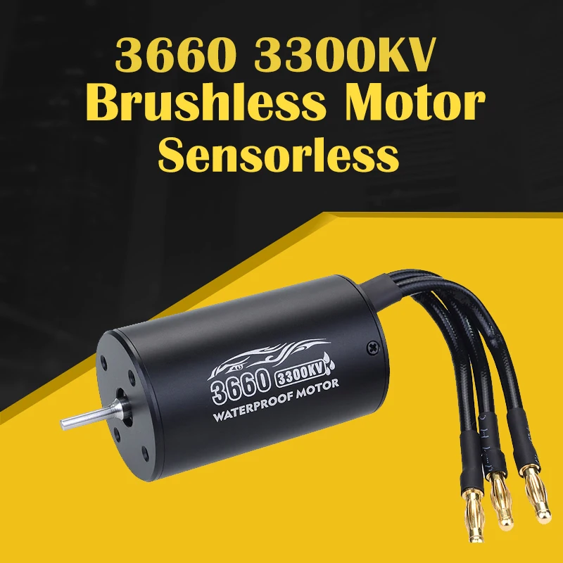 

3660 Brushless Sensorless Waterproof Motor 2600KV 3300KV 4 Pole 3.175mm For 1/8 RC Drift Racing Off-road Car Truck