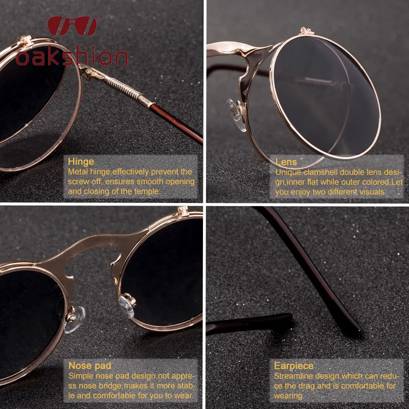 oakshion Vintage Steampunk Flip Sunglasses Retro Punk Round Metal Frame Clamshell Double Lens Sun Glasses For Men Women Glasses
oakshion Vintage Steampunk Flip Sunglasses Retro Punk Round Metal Frame Clamshell Double Lens Sun Glasses For Men Women Glasses
