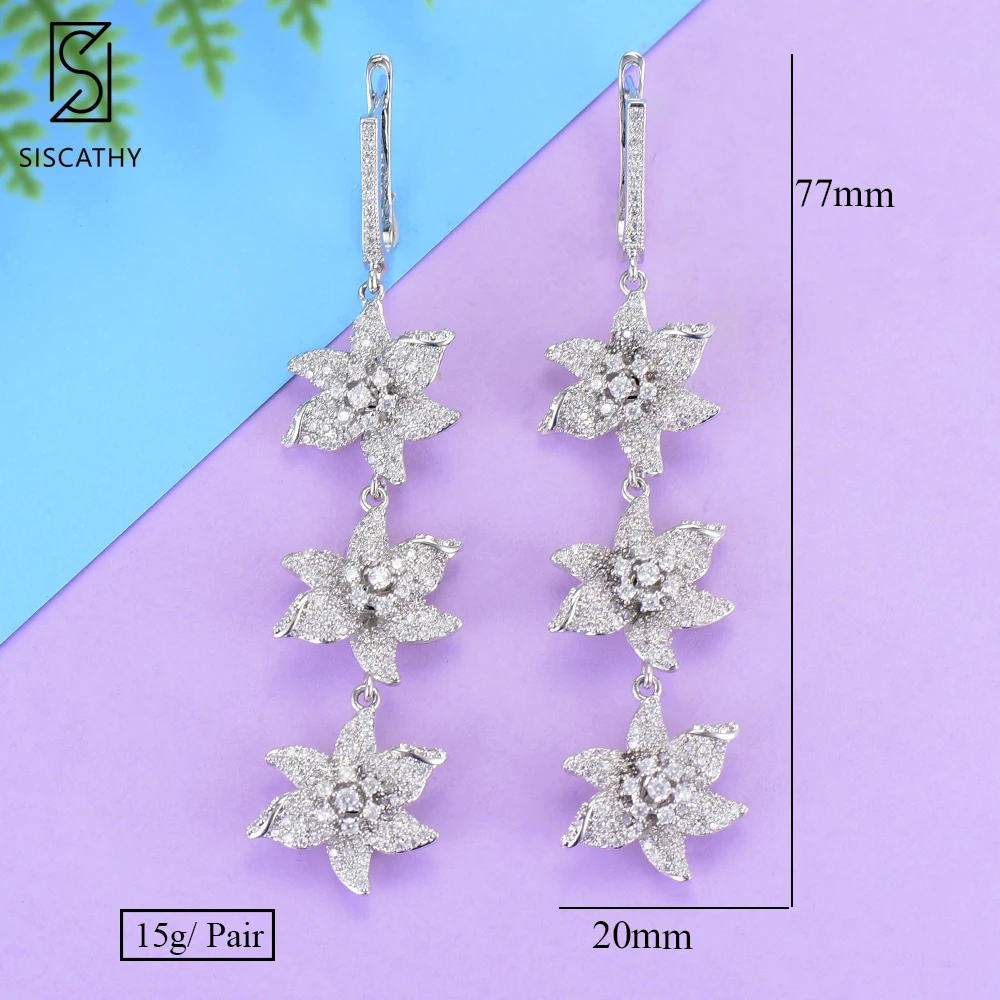 Siscathy Trendy Long Women Drop Dangle Earrings Fashion Flower Shape Cubic Zirconia Jewelry African Wedding Earrings For Girls
Siscathy Trendy Long Women Drop Dangle Earrings Fashion Flower Shape Cubic Zirconia Jewelry African Wedding Earrings For Girls