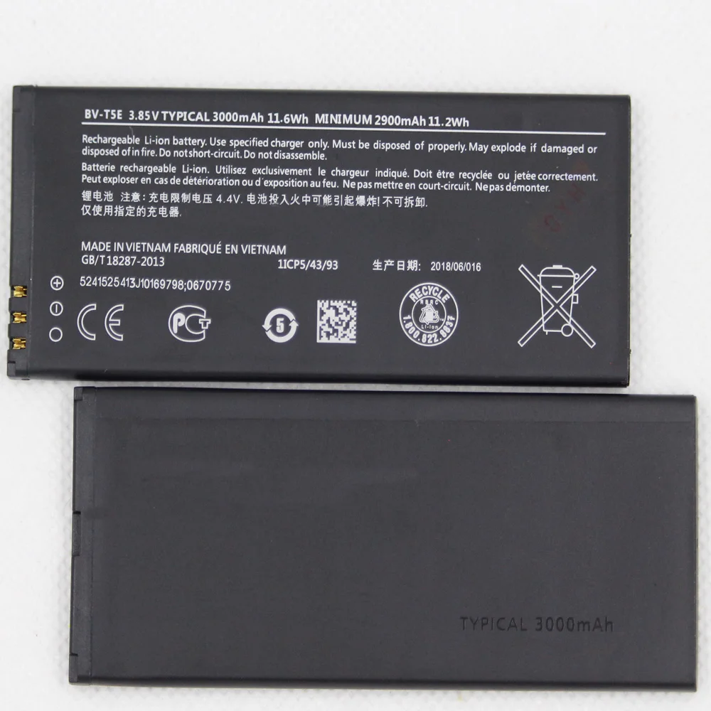 10 шт./лот 3000 мАч/11.6Wh 3,8 V BV-T5E, запасная батарея, батарея для Nokia Microsoft Lumia 950 RM-1106 RM-1104 RM-110 МПЮП мобильный аккумулятор
10 шт./лот 3000 мАч/11.6Wh 3,8 V BV-T5E, запасная батарея, батарея для Nokia Microsoft Lumia 950 RM-1106 RM-1104 RM-110 МПЮП мобильный аккумулятор