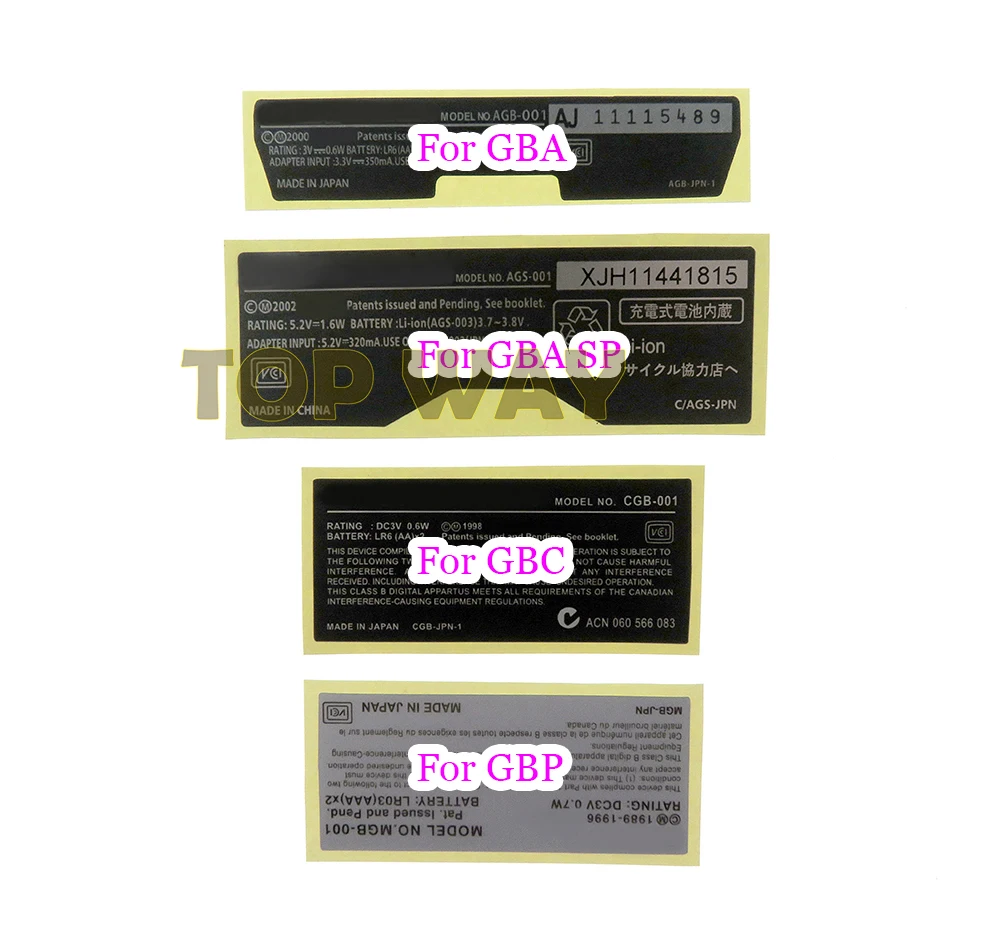 For Nintendo Game boy Label Sticker For GameBoy GBA GBC GBP GBA SP Console Back Tag 5pcs/lot
For Nintendo Game boy Label Sticker For GameBoy GBA GBC GBP GBA SP Console Back Tag 5pcs/lot