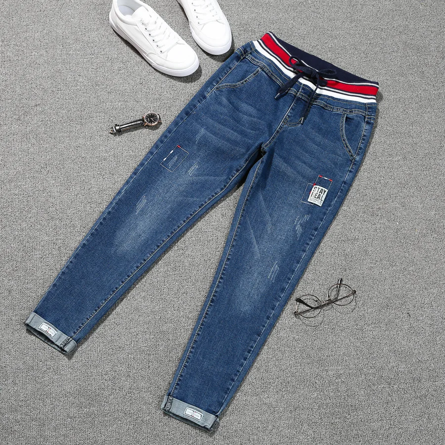 Female Autumn Casual Stretch Cotton Trousers Plus Size 4XL 5XL Women Harem Pants Jeans Elastic Wasit Loose Patch Pants Denim
Female Autumn Casual Stretch Cotton Trousers Plus Size 4XL 5XL Women Harem Pants Jeans Elastic Wasit Loose Patch Pants Denim