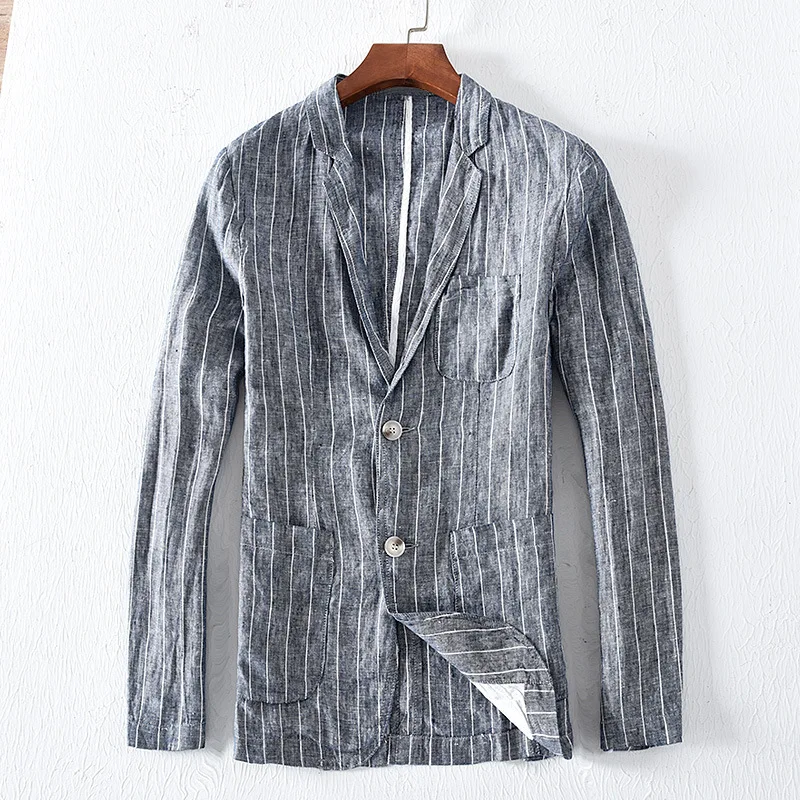 New Arrival Fashion Men 10% Linen Suit Casual Small Striped Jacket Men Blazer Slim Fit High Quality Size M L XL XXL XXXL
New Arrival Fashion Men 10% Linen Suit Casual Small Striped Jacket Men Blazer Slim Fit High Quality Size M L XL XXL XXXL