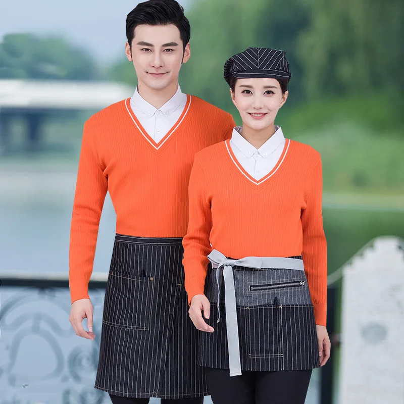 Hotel Uniform Autumn And Winter Female Fast Food Drink Coffee Restaurant Waiter Hot Pot Long Sleeved False Two Piece J324
Hotel Uniform Autumn And Winter Female Fast Food Drink Coffee Restaurant Waiter Hot Pot Long Sleeved False Two Piece J324