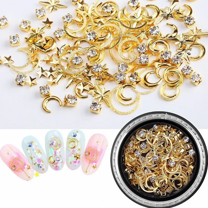 1pcs Metal Nail Studs 1BOX 3D Charm Metal Moon Stars Hollow Rivets For Nails 6*9mm Nails Art Decorations Gel Polish Studs G35-25
1pcs Metal Nail Studs 1BOX 3D Charm Metal Moon Stars Hollow Rivets For Nails 6*9mm Nails Art Decorations Gel Polish Studs G35-25