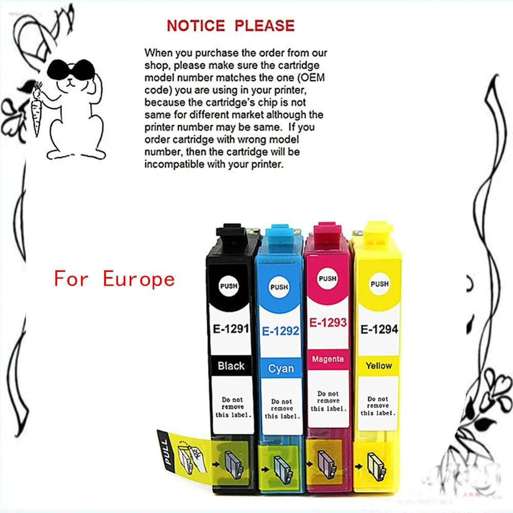 YOTAT 4 pcs Compatible ink cartridge for Epson T1281-T1284 Stylus SX230/SX235W/SX420W/SX425W/SX430W/SX435W/SX440W/SX445W/SX525WD
YOTAT 4 pcs Compatible ink cartridge for Epson T1281-T1284 Stylus SX230/SX235W/SX420W/SX425W/SX430W/SX435W/SX440W/SX445W/SX525WD