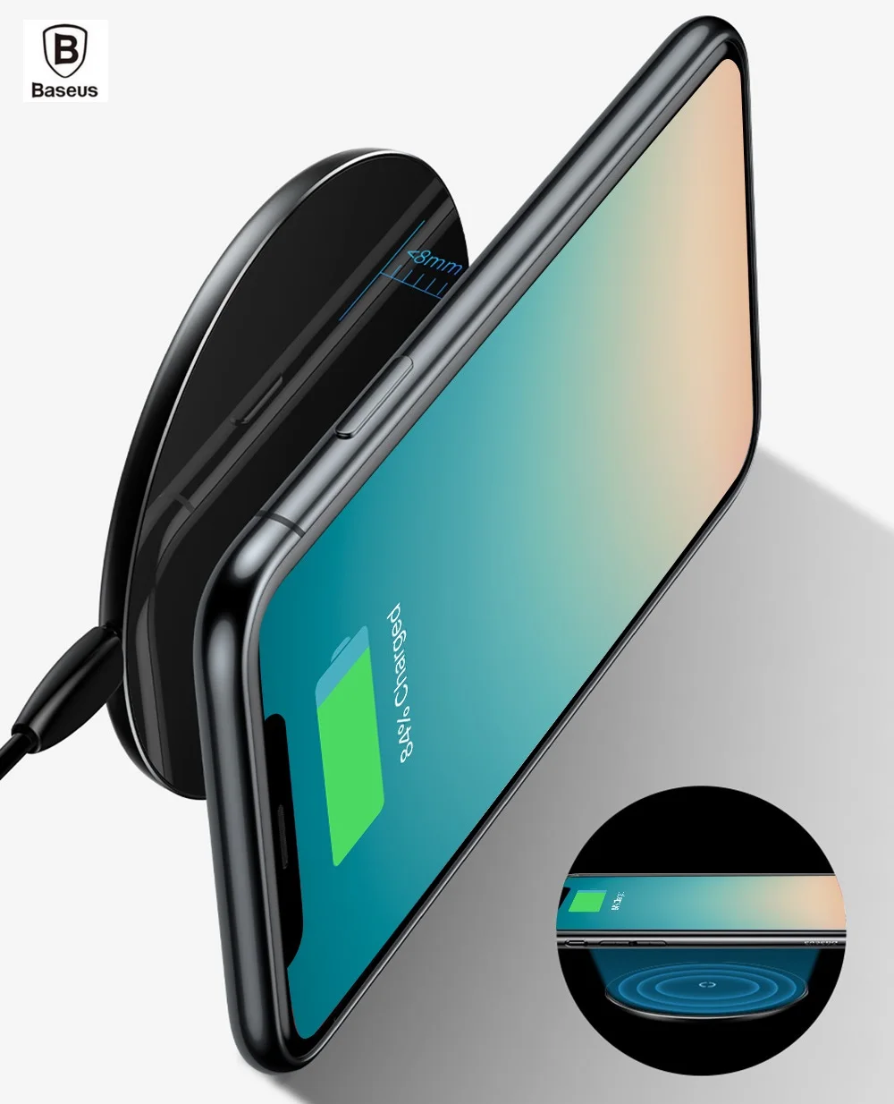 Baseus P10 простой Беспроводной Зарядное устройство ручки для стеклянных дверей 10 Вт