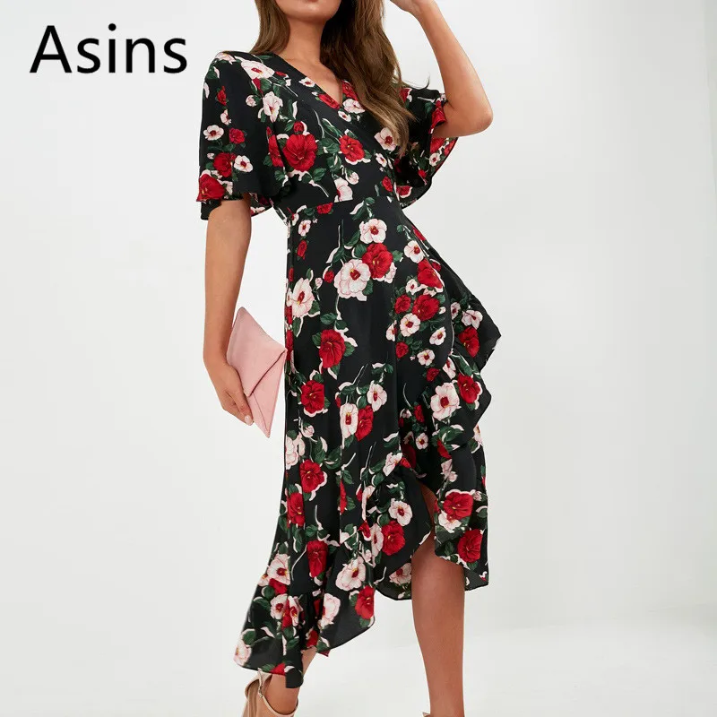 Asins women dress 2019 summer new hot casual fashion v neck high waist printing ruffles short sleeve lacing slim sexy wild dress
Asins women dress 2019 summer new hot casual fashion v neck high waist printing ruffles short sleeve lacing slim sexy wild dress