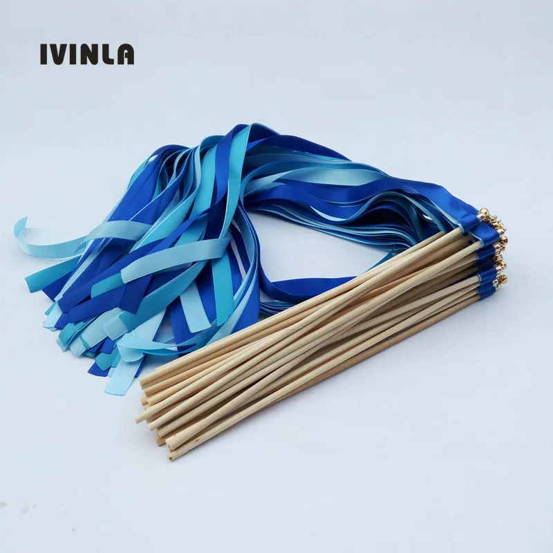 Newest Royal and Light Blue Wedding ribbon Wands with gold Bells for wedding decoration
Newest Royal and Light Blue Wedding ribbon Wands with gold Bells for wedding decoration