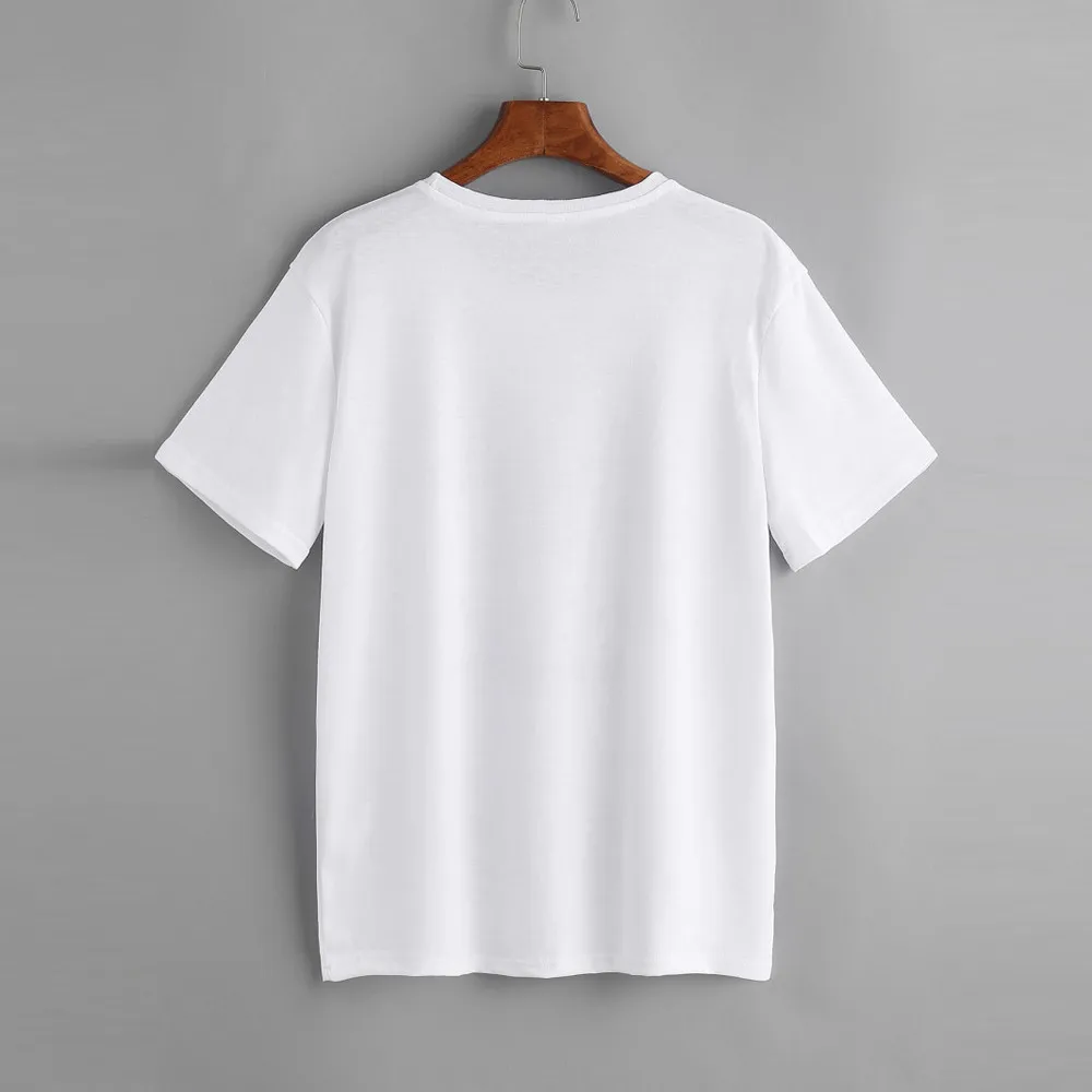 Feitong/Новинка 2018 года одежда для женщин и девочек футболка с буквенным принтом