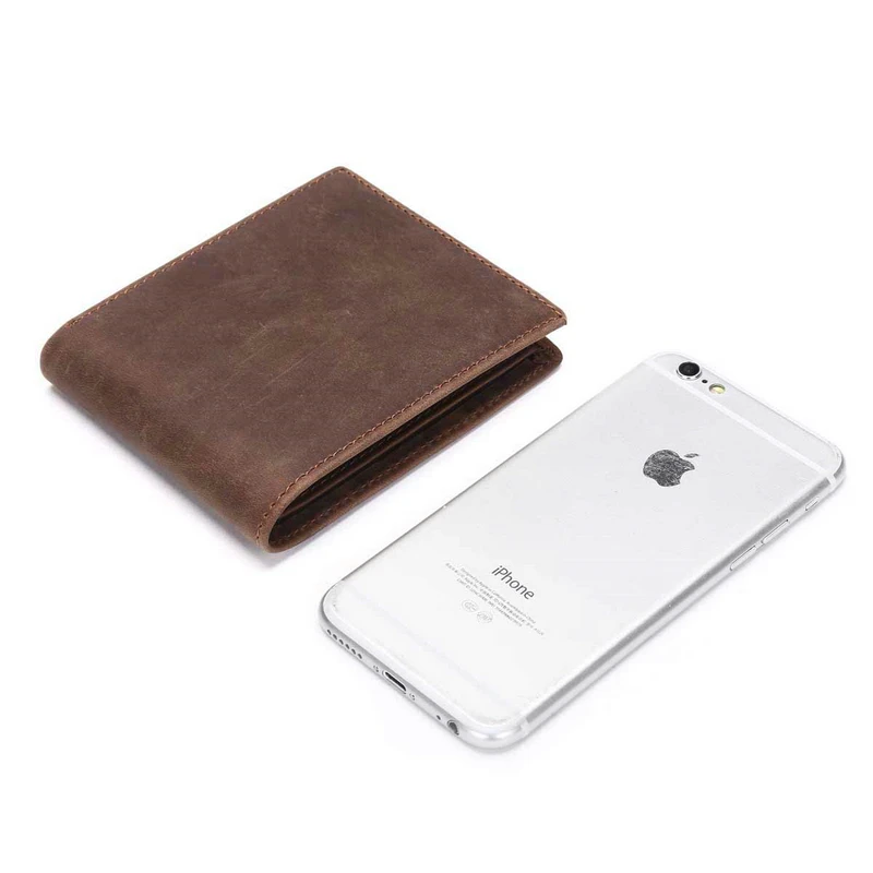 New Men's 100% genuine leather Cowhide short Wallets brand design purse vintage bifold card holder | Багаж и сумки
