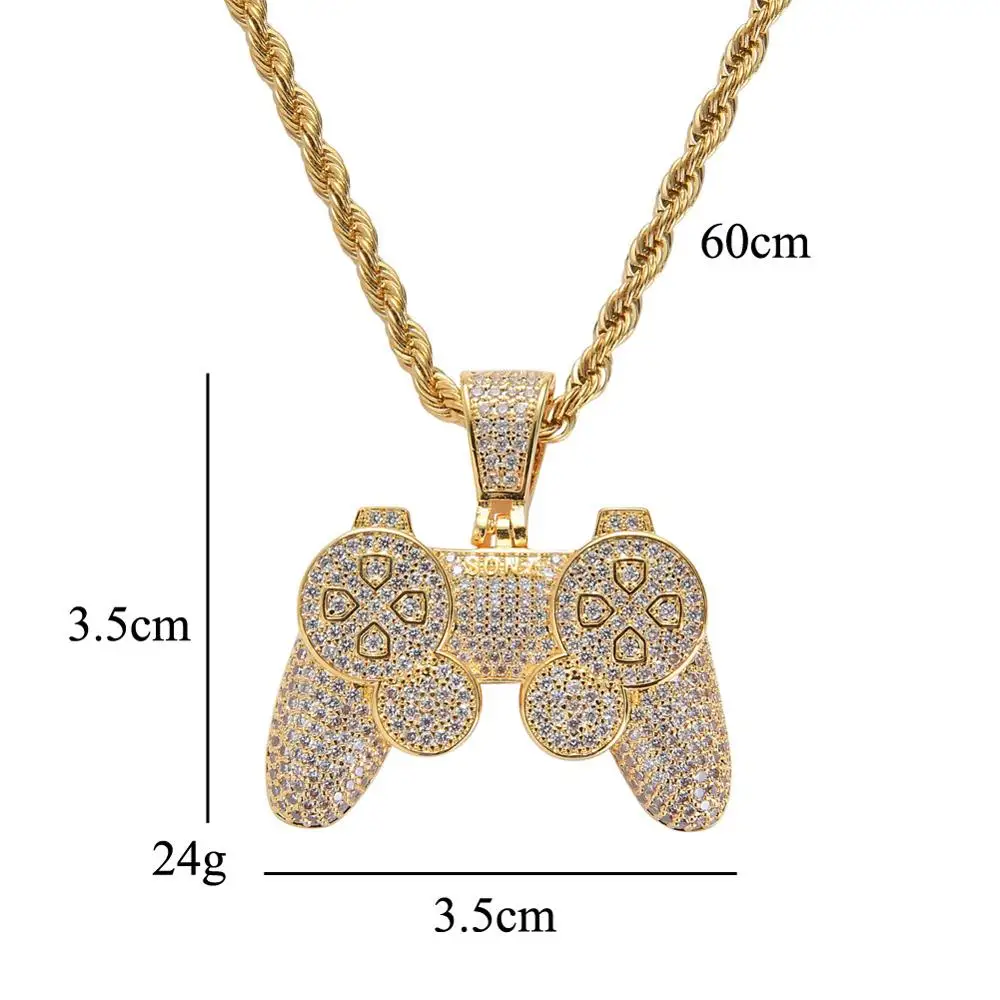 Game console controller hip hop pendant copper inlaid zircon necklace bing~ iced out town gift jewelry necklace
Game console controller hip hop pendant copper inlaid zircon necklace bing~ iced out town gift jewelry necklace