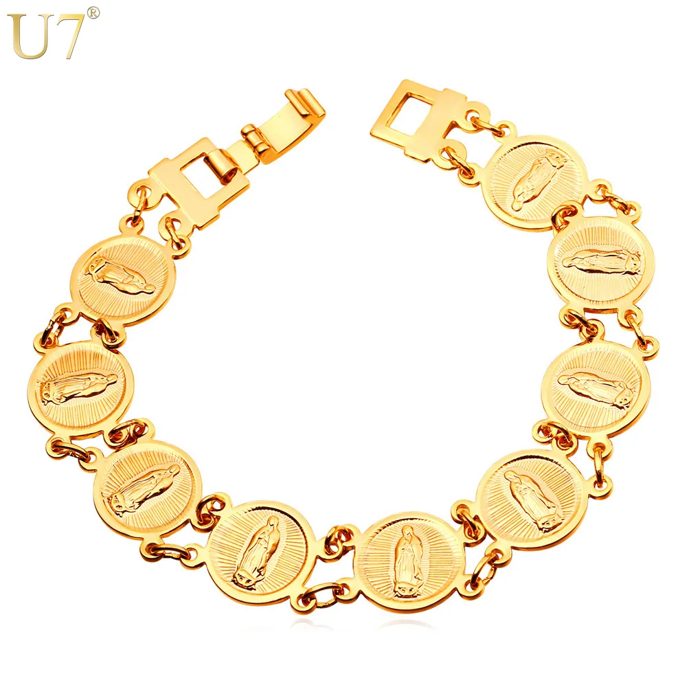 U7 New Charm Virgin Mary Bracelets For Women Cross Jewelry Wholesale Trendy 21cm Gold Color Link Chain Bracelets&Bangles H874
U7 New Charm Virgin Mary Bracelets For Women Cross Jewelry Wholesale Trendy 21cm Gold Color Link Chain Bracelets&Bangles H874