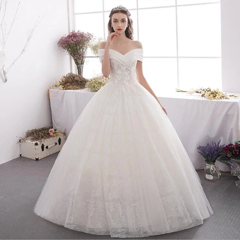 Ivory Lace Appliques Ball Gown Cheap Wedding Dresses Off The Shoulder Short Sleeves Bridal Dresses Wedding Gowns
Ivory Lace Appliques Ball Gown Cheap Wedding Dresses Off The Shoulder Short Sleeves Bridal Dresses Wedding Gowns