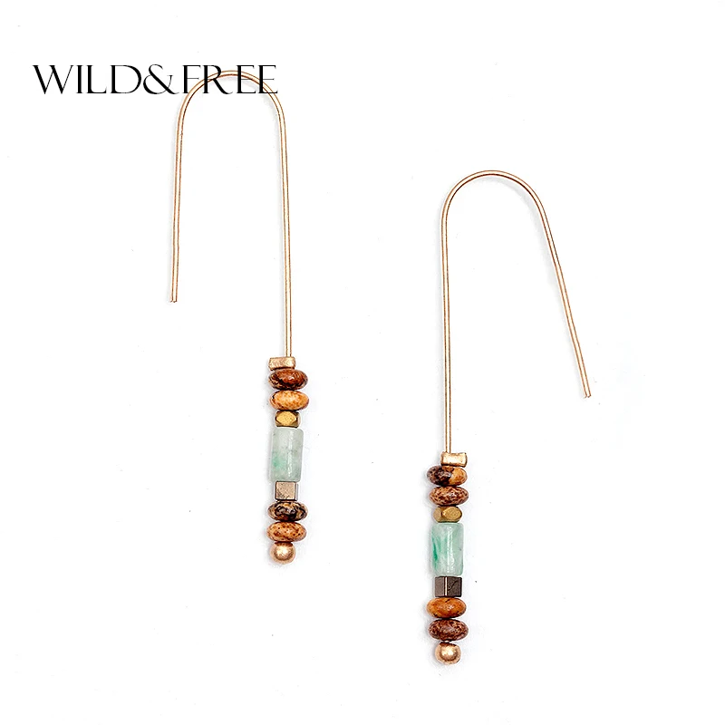 WILD & FREE Women Colorful Stone Bead Pendant Dangle Earrings Vintage Gold Color Hook Long Drop Earrings Jewelry for Lover Gift
WILD & FREE Women Colorful Stone Bead Pendant Dangle Earrings Vintage Gold Color Hook Long Drop Earrings Jewelry for Lover Gift