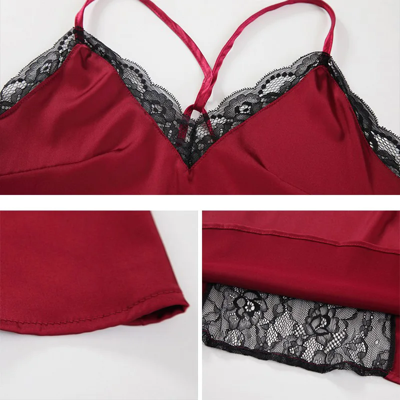 Hoyyezen sexy womans lingerie cross open back deep V satin transparent lace nightdress set sleepwear
Hoyyezen sexy womans lingerie cross open back deep V satin transparent lace nightdress set sleepwear