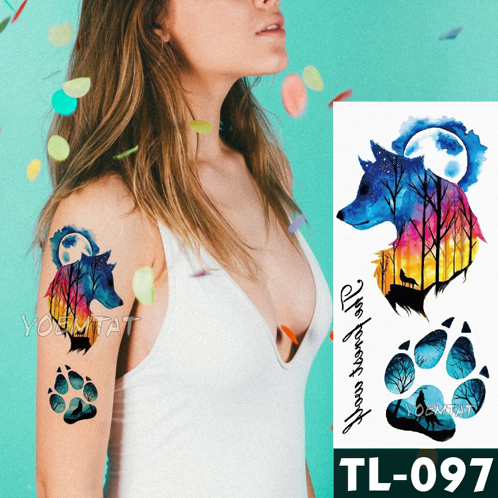 3D Watercolor Wolf Paw Moon waterproof temporary tattoos Women Body Waist Art Drawing fake tattoo Men Arm intimate goods
3D Watercolor Wolf Paw Moon waterproof temporary tattoos Women Body Waist Art Drawing fake tattoo Men Arm intimate goods