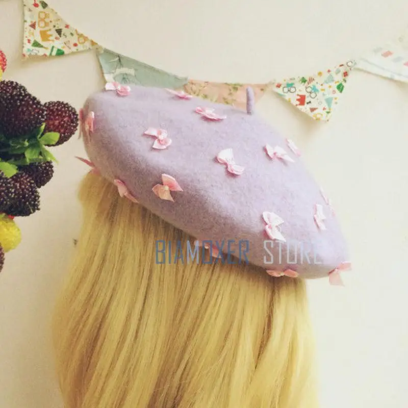 Biamoxer Mori Girl Lolita Women Beret Hat Gypsophila butterfly Violet Beret Painter Cap Simple Sweet Warm Gift Accessories Prop
Biamoxer Mori Girl Lolita Women Beret Hat Gypsophila butterfly Violet Beret Painter Cap Simple Sweet Warm Gift Accessories Prop
