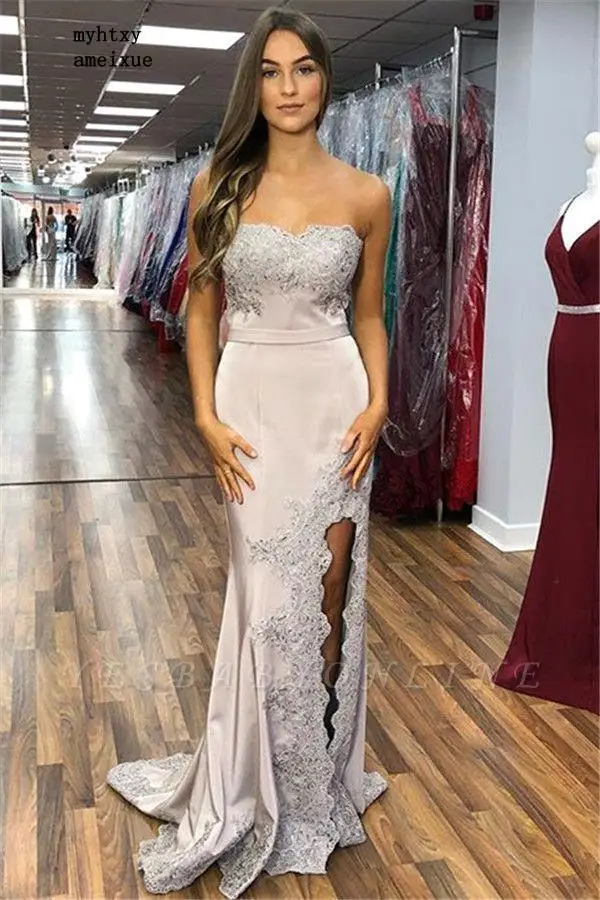 Robe De Soiree 2020 Lace Appliqued Mermaid Evening Dresses Sexy Long Strapless Satin Cheap Bridesmaid Gown Formal Party Dress
Robe De Soiree 2020 Lace Appliqued Mermaid Evening Dresses Sexy Long Strapless Satin Cheap Bridesmaid Gown Formal Party Dress