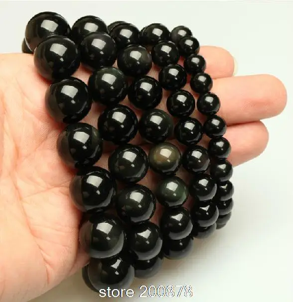 Wholesale Natural Stone Beads Bracelets 8/10/12/14/16mm Natural Obsidian Round Beaded Man Bracelet 10pcs lot Free shipping
Wholesale Natural Stone Beads Bracelets 8/10/12/14/16mm Natural Obsidian Round Beaded Man Bracelet 10pcs lot Free shipping