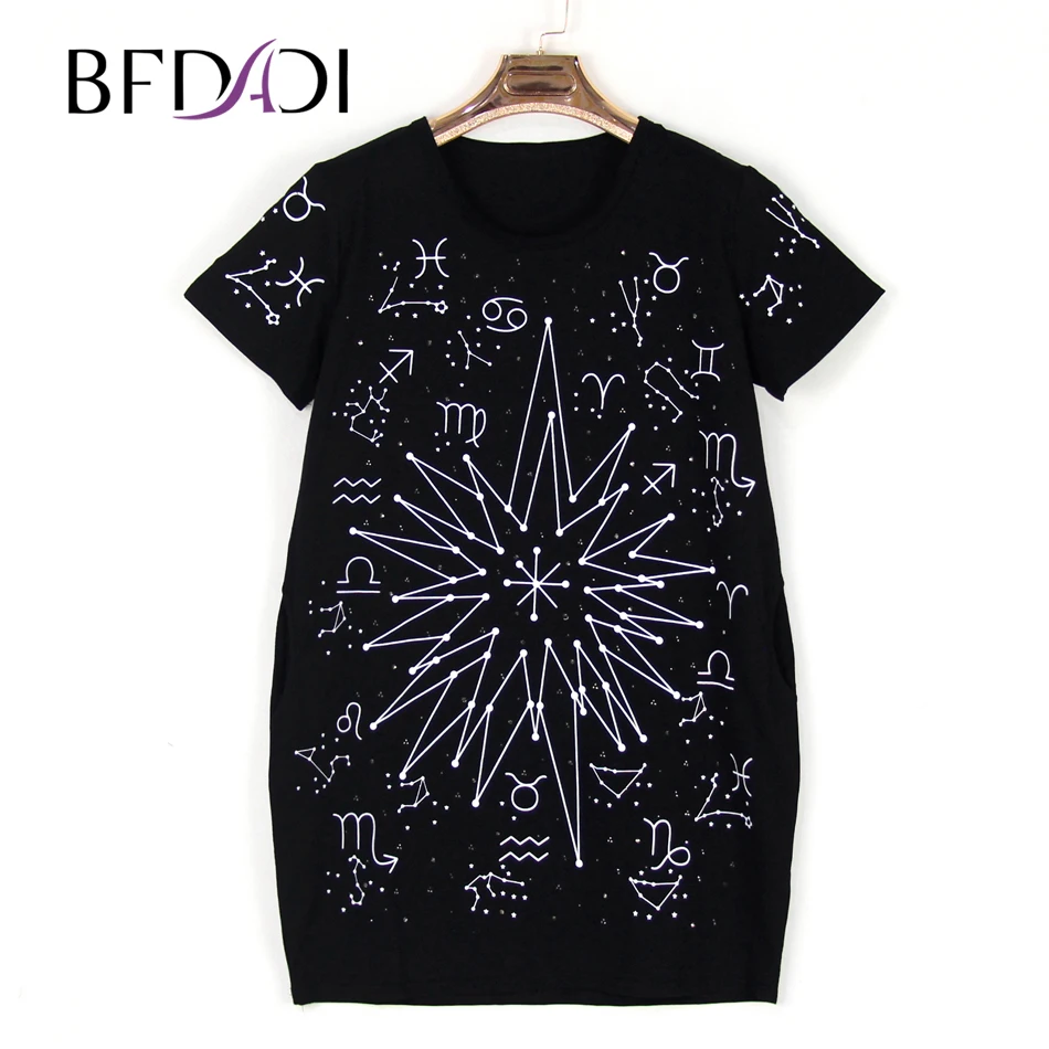 BFDADI Brand 2020 summer new Fashion Constellation pattern short sleeve O collar shirt printed Long t shirt women t-shirt 8065
BFDADI Brand 2020 summer new Fashion Constellation pattern short sleeve O collar shirt printed Long t shirt women t-shirt 8065