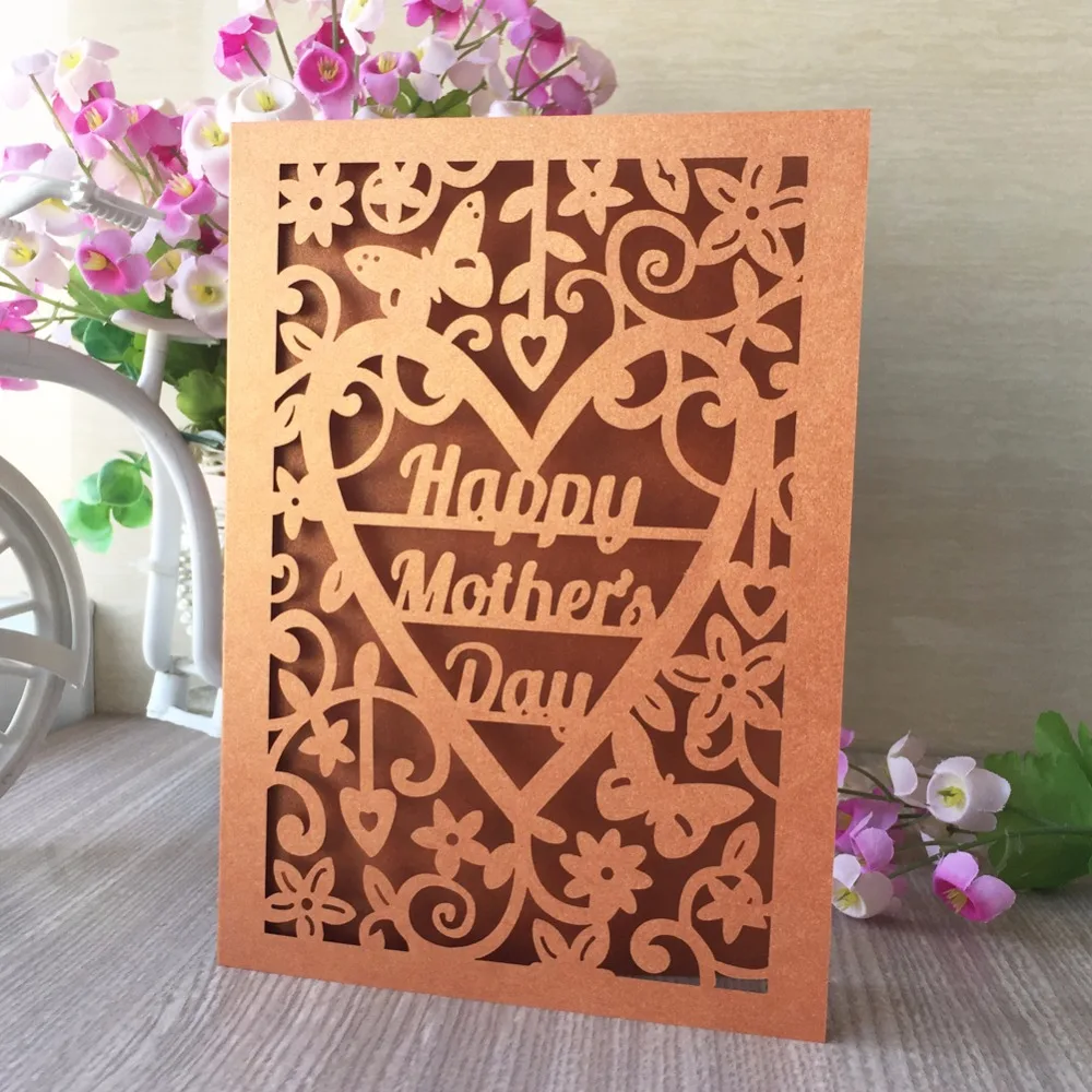 35pcs Laser Cut Happy Mother's Day Theme Invitation Greeting Blessing Card Gift Card Event&Party Supplies