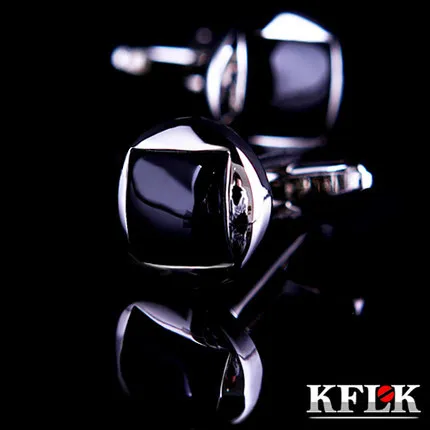 

KFLK Luxury shirt cufflinks for mens Brand cuff buttons Round Black cuff link TOP High Quality abotoadura gemelos Jewelry