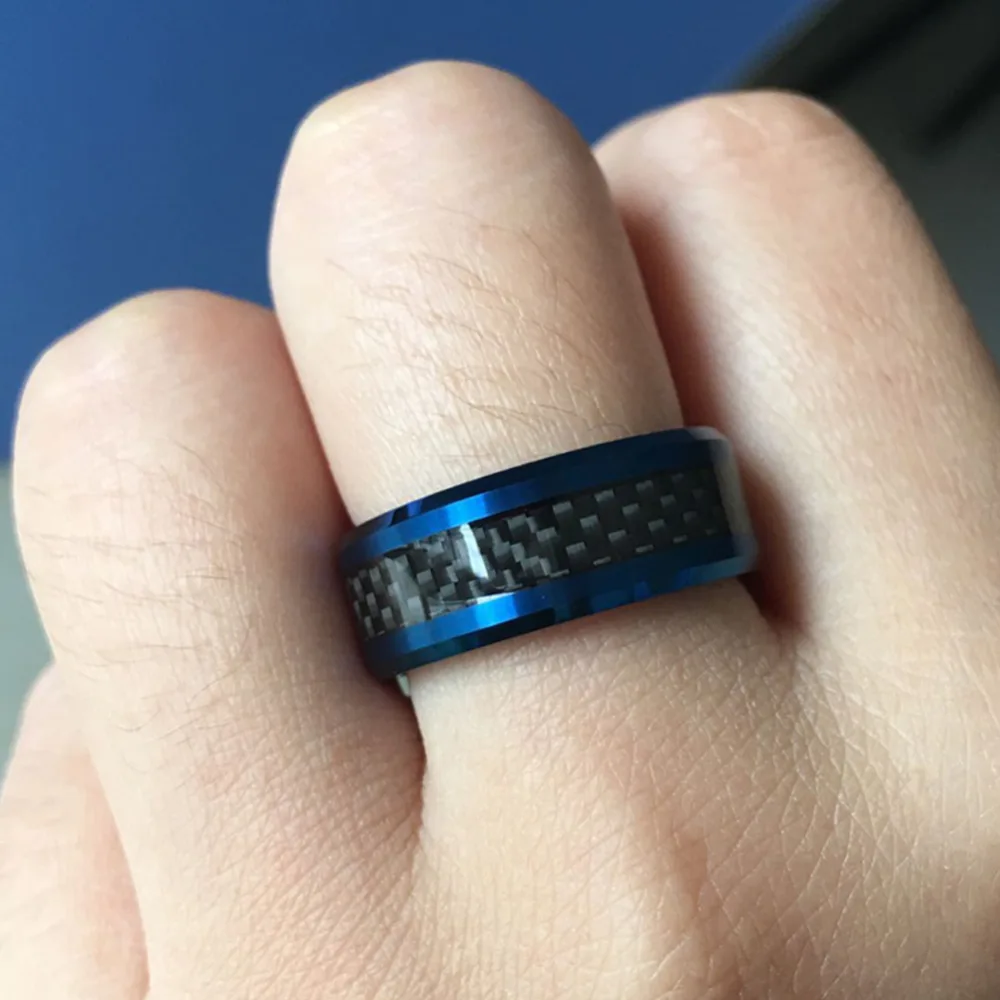 Wholesale 20pcs Alibaba-express Mens Simple Jewelry 8MM Cool Blue Tungsten Carbide Wedding Band Rings with Black Carbon Fiber
Wholesale 20pcs Alibaba-express Mens Simple Jewelry 8MM Cool Blue Tungsten Carbide Wedding Band Rings with Black Carbon Fiber