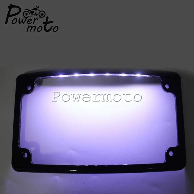 Black Motorcycle Curved LED License Plate Frame 6PCS LED Light Fit Standard 7-3/16" x 4-1/4" License Plate For Harley Touring
Black Motorcycle Curved LED License Plate Frame 6PCS LED Light Fit Standard 7-3/16" x 4-1/4" License Plate For Harley Touring