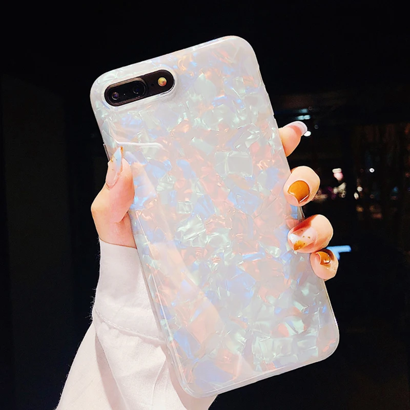 Роскошный мягкий силиконовый чехол с раковиной для iPhone 6 6S 7 8 Plus X XR XS Max задняя крышка Samsung Galaxy S7 Edge S8 S9